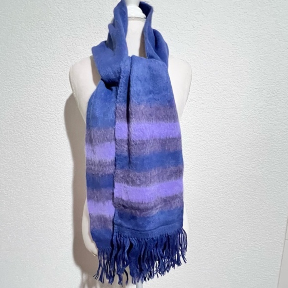 Chilean Alpaca Blue Purple Ombre Scarf with Tassels New Unisex